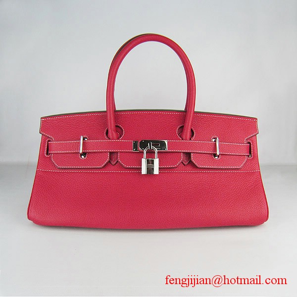 Hermes Birkin 42cm Togo Leather Bag 6109 Red silver padlock
